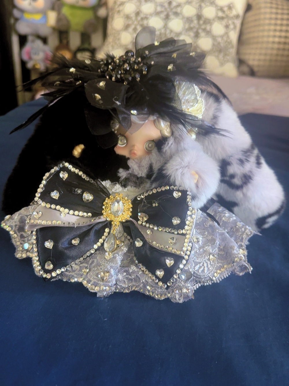 Topshop Black and Silver Embellished Lace Bow Hair Clip